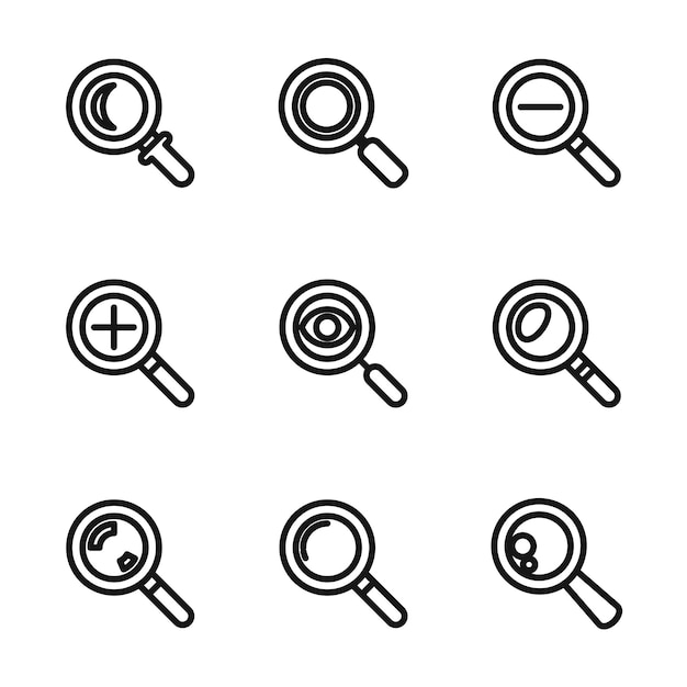 Search vector icons Simple illustration set of 9 search elements editable icons can be used in logo UI and web design