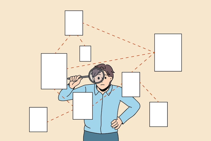 Vector searching for information and strategy concept.