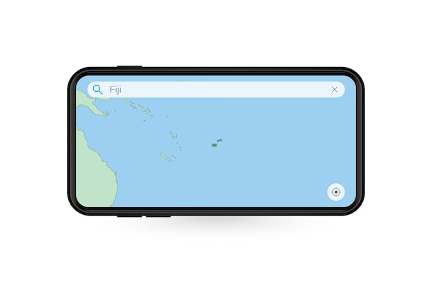 スマートフォンマップアプリケーションでフィジーの地図を検索しています。携帯電話でのフィジーの地図。