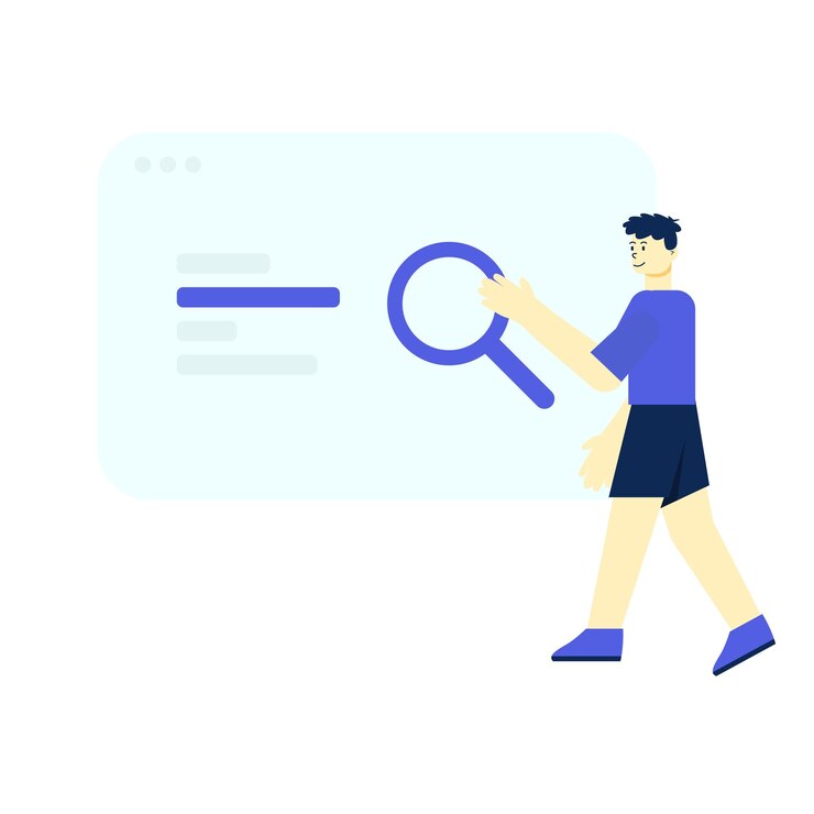 Vector searching with male in flat design
