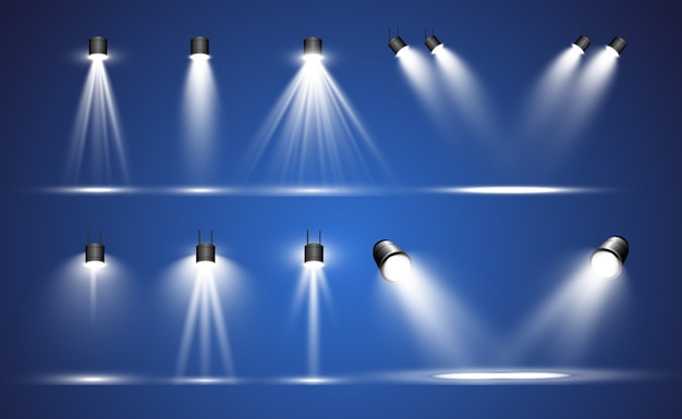 Vector searchlight collection for stage lighting,