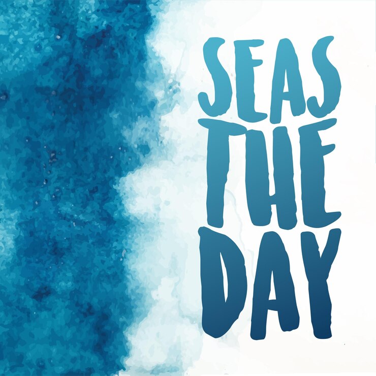 Seas the day typography and illustration