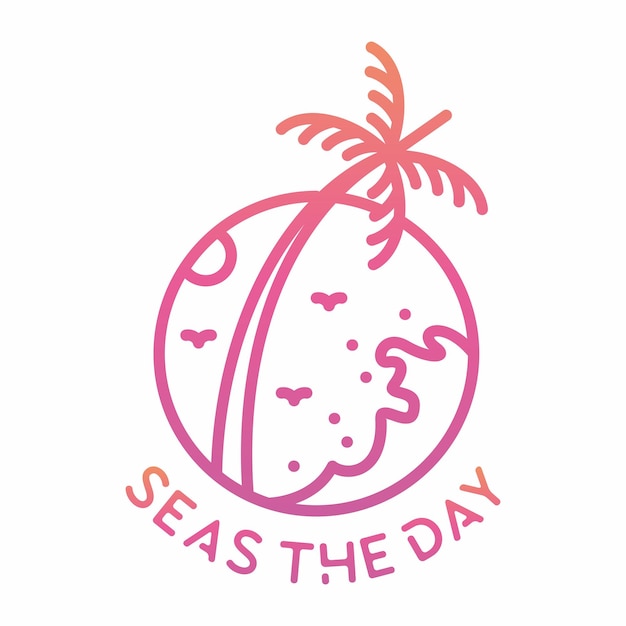 Seas The Day Zomervakantie Monoline Illustratie