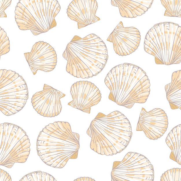 Vector seashell seamless pattern