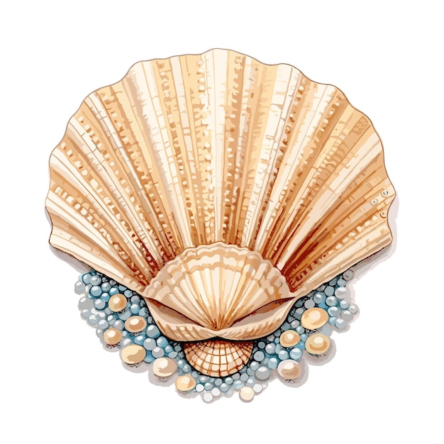 seashell sticker illustration Vector