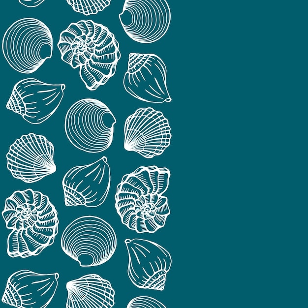 Рамка из ракушек Шаблон дизайна моря и океана Векторная иллюстрация Шаблоны векторных карт Идеально подходит для приглашения визитной карточки на свадьбу и веб-дизайн