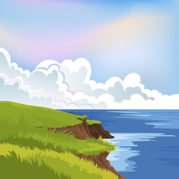 海辺の風景と青い空の背景
