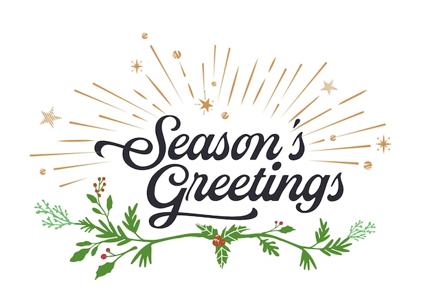 Vector season greetings typography composition decorative design element for postcards prints posters