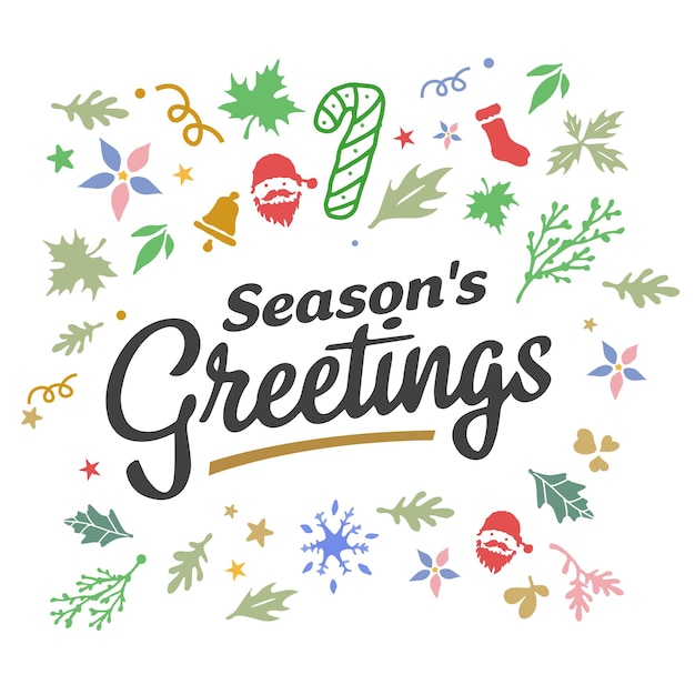 Vector season greetings typography composition decorative design element for postcards prints posters