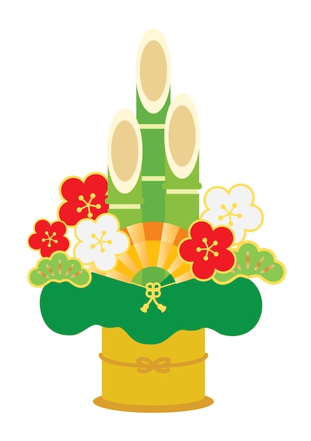 Season illustration icon of kadomatsu for january