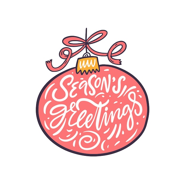 Season's Greetings holiday calligraphy phrase. Greeting card lettering.
