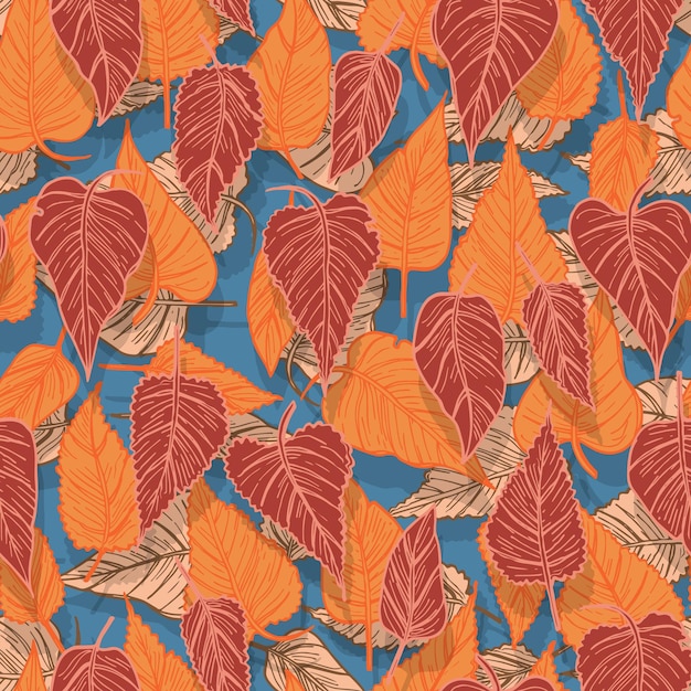 Сезонные осенние опавшие пожелтевшие листья вектор бесшовный узор для тканей печатает упаковку и открытки