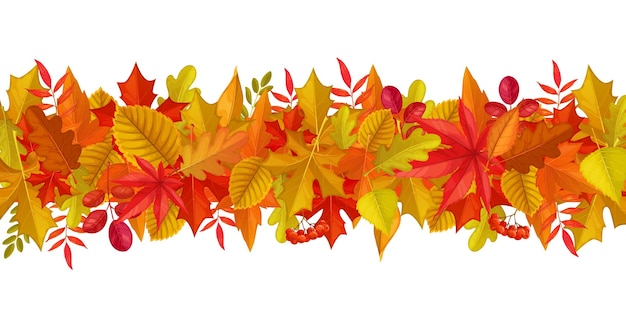 Seasonal background with autumn leaves and berries