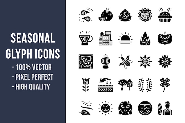 Seasonal Glyph Solid Icons Set