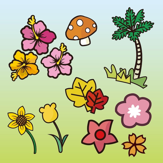 Vector seasonal plants style vector illustration