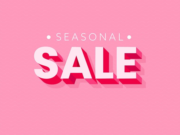 Vector seasonal sale poster design with 3d font in pink color.