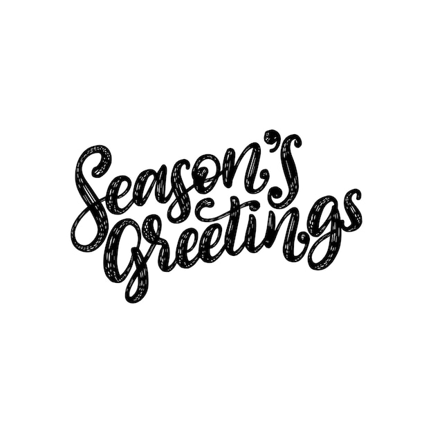 Seasons Greetings, hand lettering on red background.  Christmas.