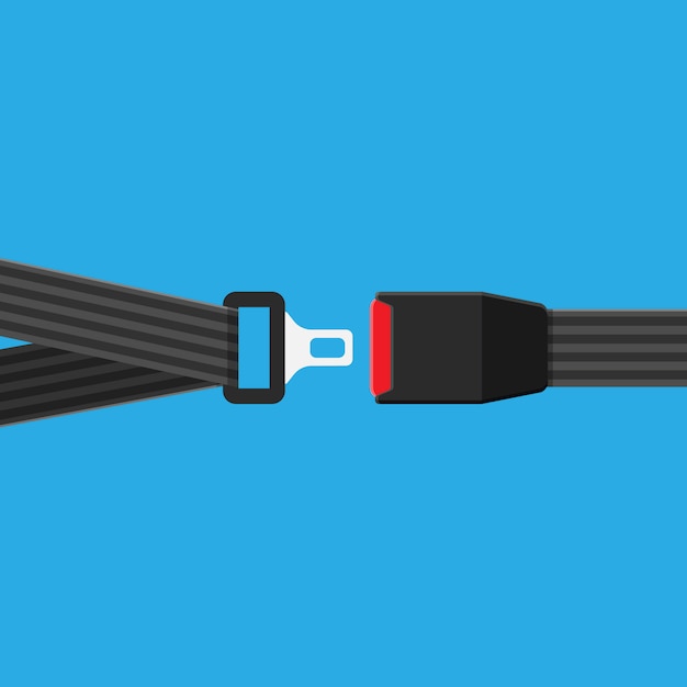 Seat belt icon isolated on blue background. click it concept. safety equipment for car and plane.
