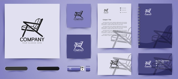 Сиденье, логотип моно линии стула и шаблон бизнес-брендинга designs inspiration isolated on white background