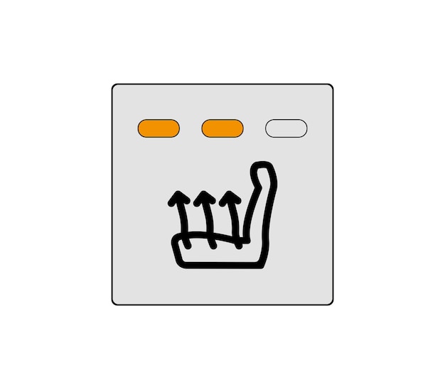 Seat heating system sign. Seat ventilation and air conditioning button of the car. Modern car sketch