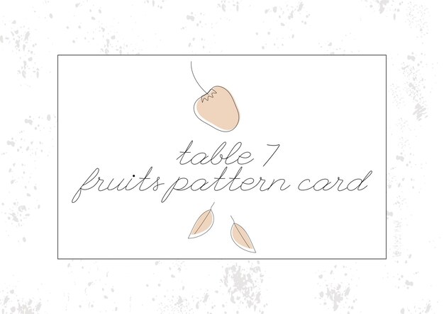 Seat table number place label card with strawberry fruit leaves pattern and grunge textured design