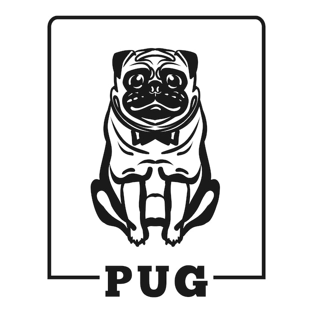 Seated pug icon Simple illustration of seated pug vector icon for web design isolated on white background