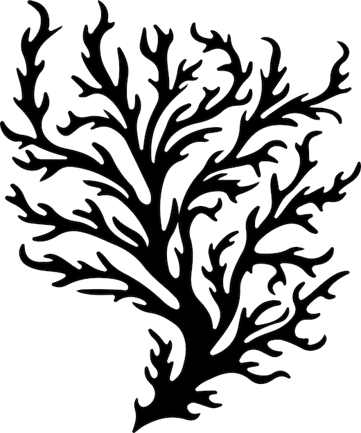 seaweed black silhouette with transparent background