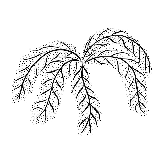 Seaweed Bush Simple Vector Illustration in Waiting Style