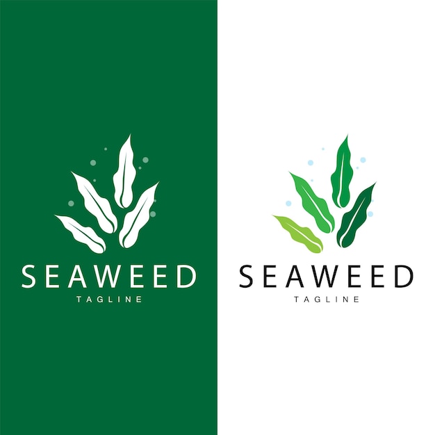 Seaweed Logo Design Underwater Plant Design Illustrations Cosmetics and Food Ingredient