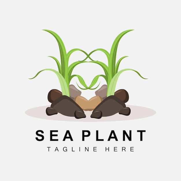 해초 로고 바다 식물 벡터 디자인 식료품 및 자연 보호