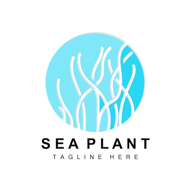 Логотип морских водорослей. Векторный дизайн морских растений. Бакалея и охрана природы.