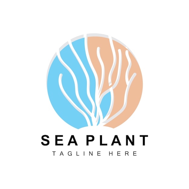 Seaweed Logo Sea Plants Vector Design Grocery And Nature Protection