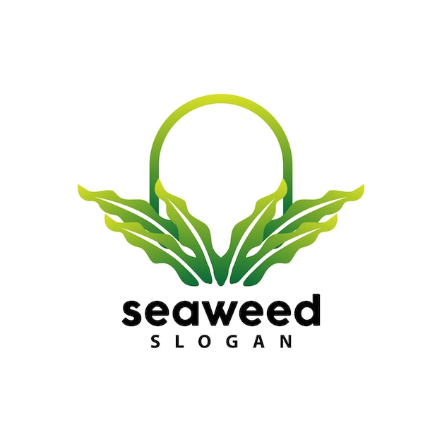 Icona del simbolo del modello di illustrazione del disegno a foglia semplice del vettore della pianta subacquea del logo delle alghe