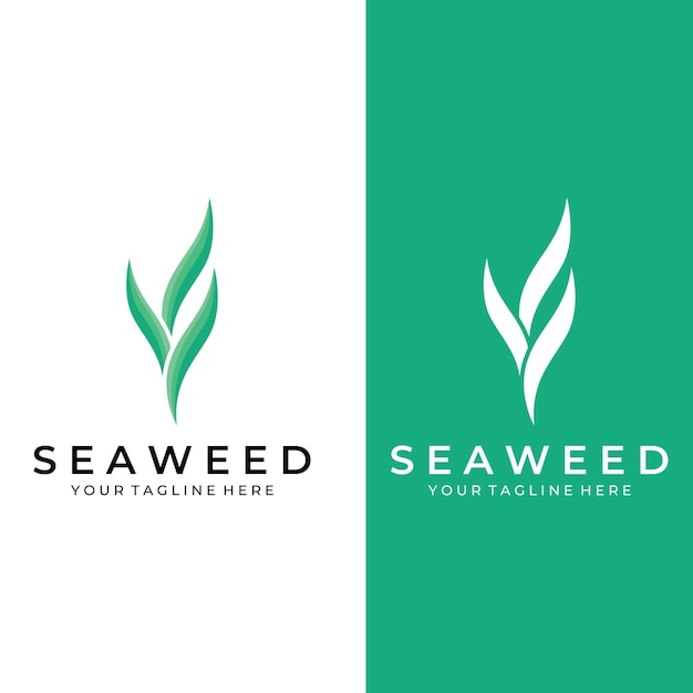 テンプレートイラストベクトルデザインと海藻のロゴ
