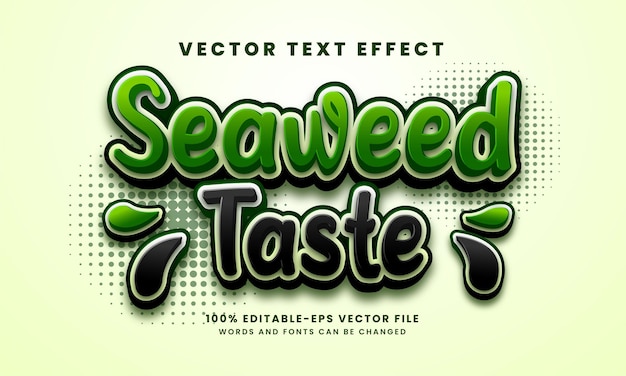 Вкус морских водорослей редактируемый текстовый эффект 3d. подходит для пищевых нужд.