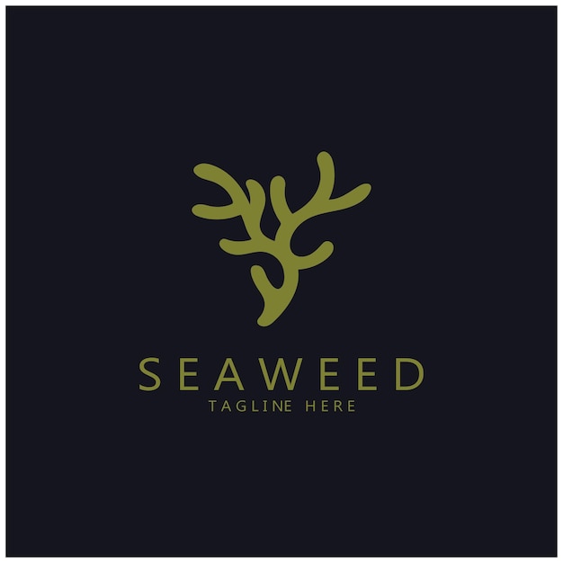 Дизайн векторного логотипа морских водорослей включает натуральные продукты из морепродуктовфлористэкологиявелнес