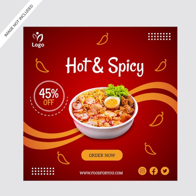 Vector seblak spicy food social media promotion instagram post design template