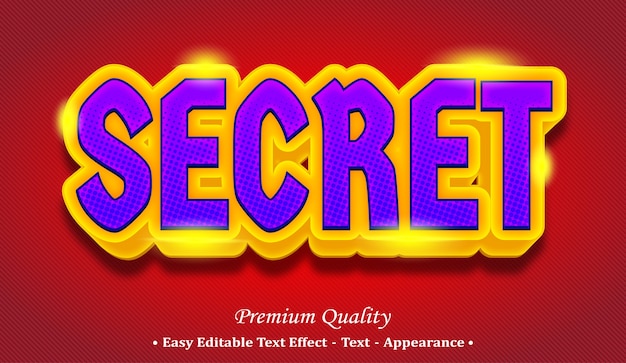 Vector secret 3d editable text style effect