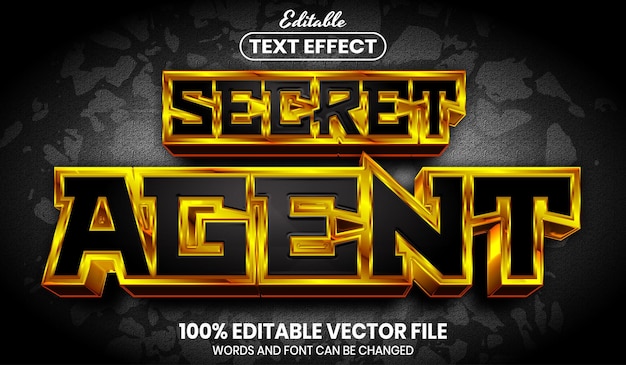 Secret agent text, font style editable text effect