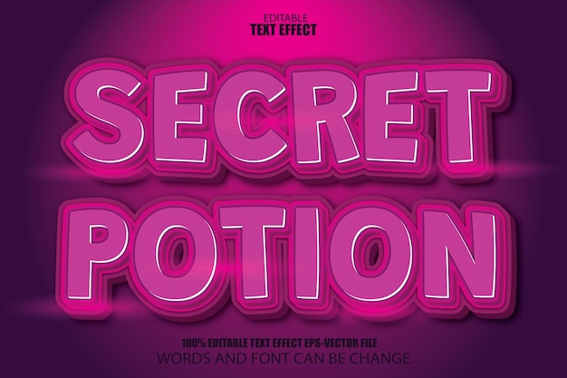 Secret potion bewerkbaar teksteffect 3d cartoonstijl