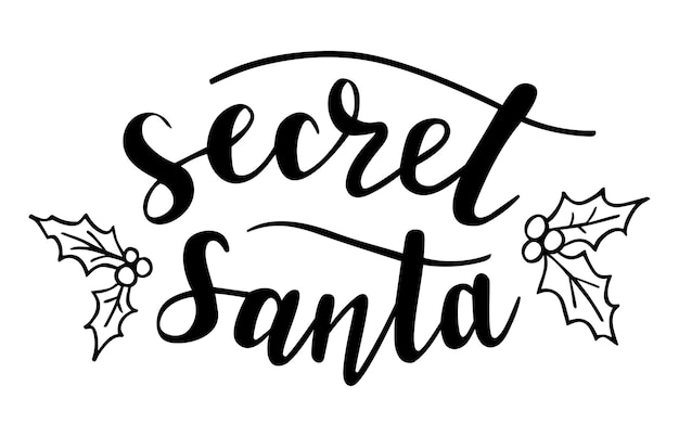 Secret Santa hand lettering vector