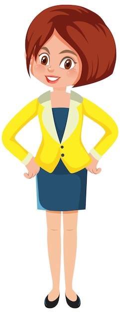 A secretary cartoon character on white background