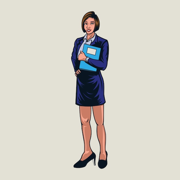 Secretary holding a book vector illustration