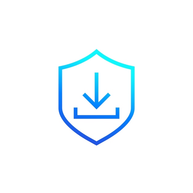 Secure download icon line vector