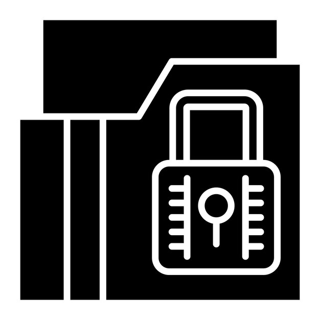 Secure Folder Glyph Solid Black Illustration