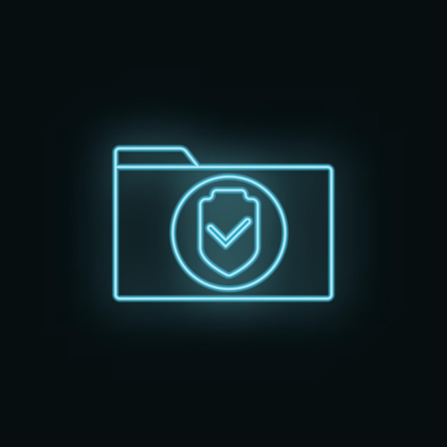 Secure folder neon icon Web Development Vector Icon Element of simple symbol for websites web design mobile app infographics Line symbol for website design on white background