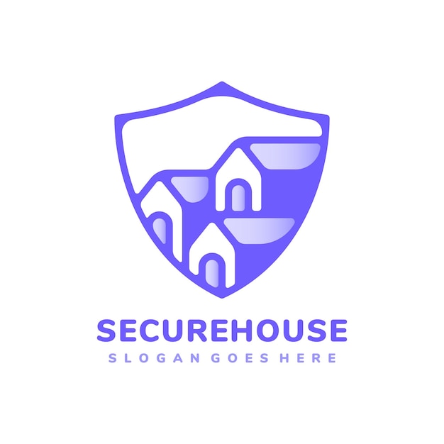 Secure houses inside shield logo template