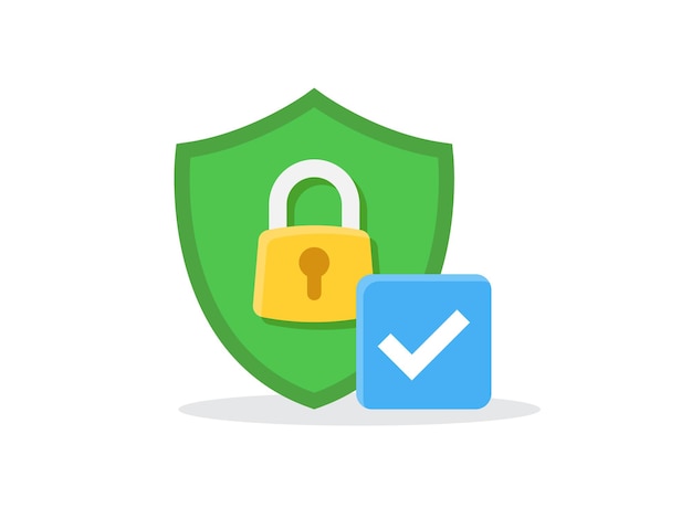 Secure icon in flat style Privacy guarantee vector illustration on isolated background Safety risk sign business concept