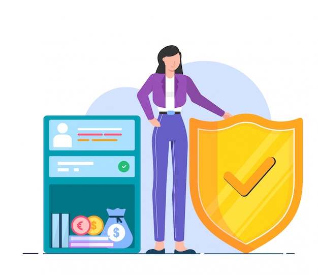 Vector secure money and document illustration