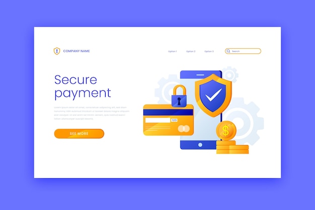 Vector secure payment landing page template